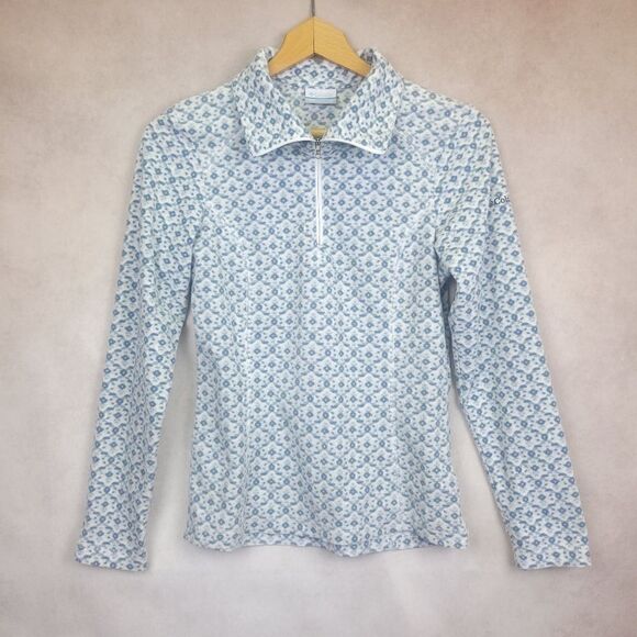 Columbia Gray and White Diamond Print Quarter Zip Sweatshirt Size  Youth XL - Picture 1 of 6